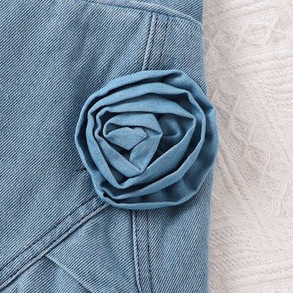 さらっと涼しく上品に華やぐ 女の子ホルターネックタンクトップ＆ショートスカートセット ローズモチーフ コットン素材 4〜7歳