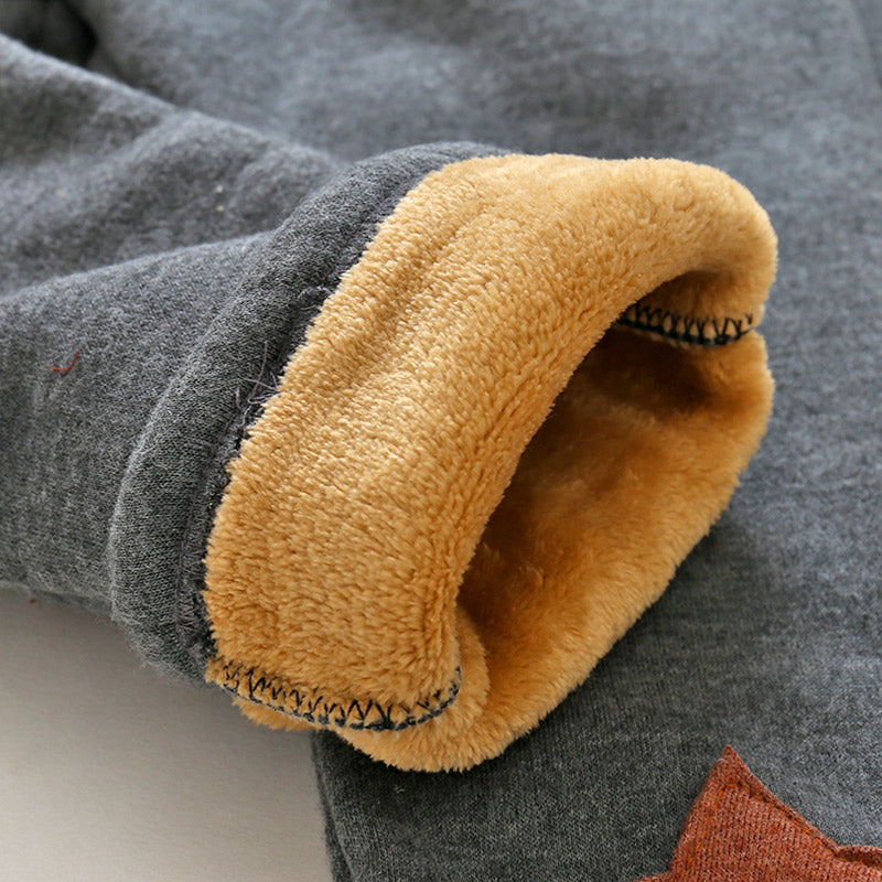 冬のおでかけがあたたかく快適になる 子ども裏起毛ロングパンツ 星ワッペン付き ポリエステル混 90〜120cm