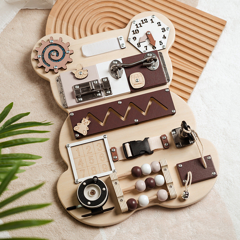 スイッチとファスナー付きモンテッソーリ玩具
