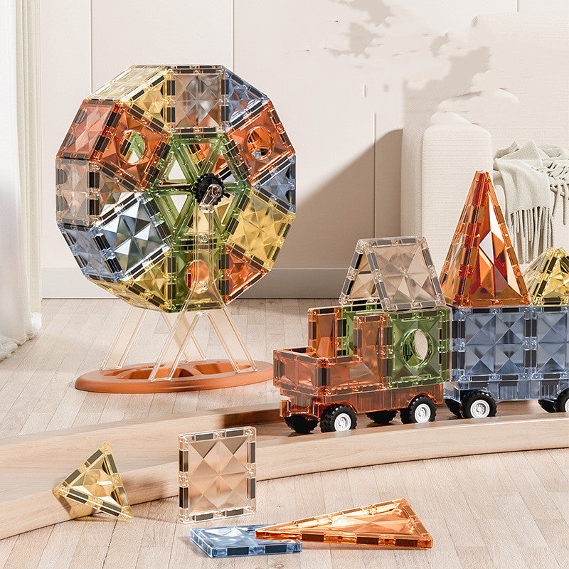 観覧車のような球体モデルを組み立てた4Dマグネットブロックセット
