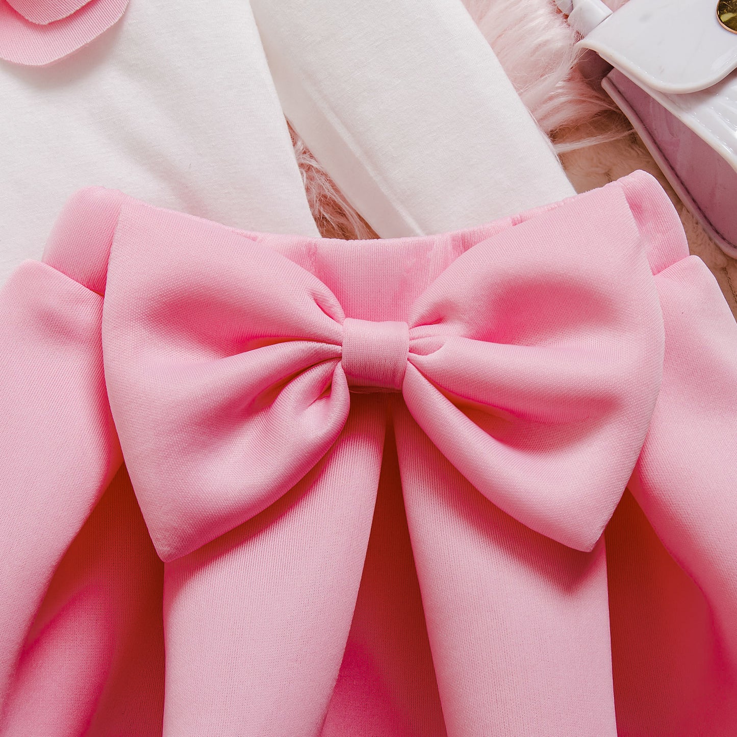 ピンクのビッグリボンスカートセットアップ前面画像
