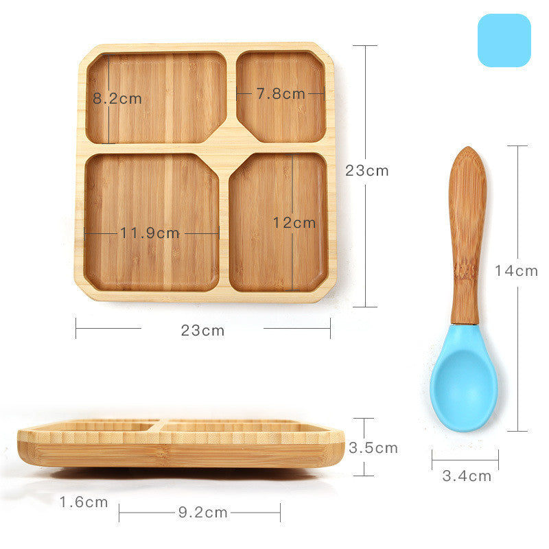 天然竹の4仕切りディナープレート 盛り分けしやすい離乳食プレート（仕切りトレーニング食器）
