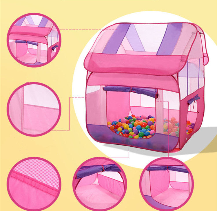 カラフルなパネルとメッシュが組み合わさった子供用テントデザイン
