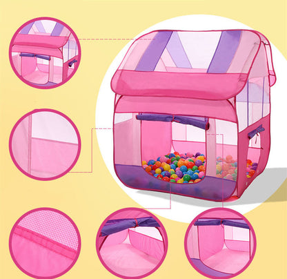 カラフルなパネルとメッシュが組み合わさった子供用テントデザイン
