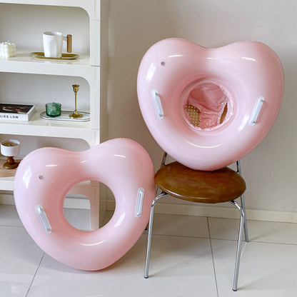 ハート型キッズ浮き輪 持ち手付き PVC素材 ピンク系デザイン4種 パンツポケット付きも選べる スイミングリング