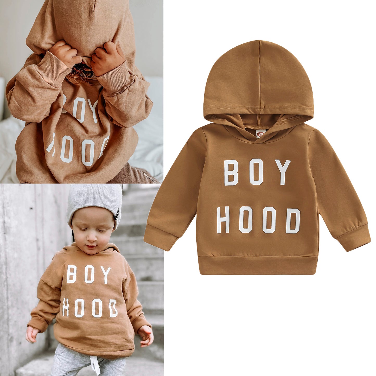 子ども用コットンスウェットプルオーバーの前面デザインがわかる全体写真
