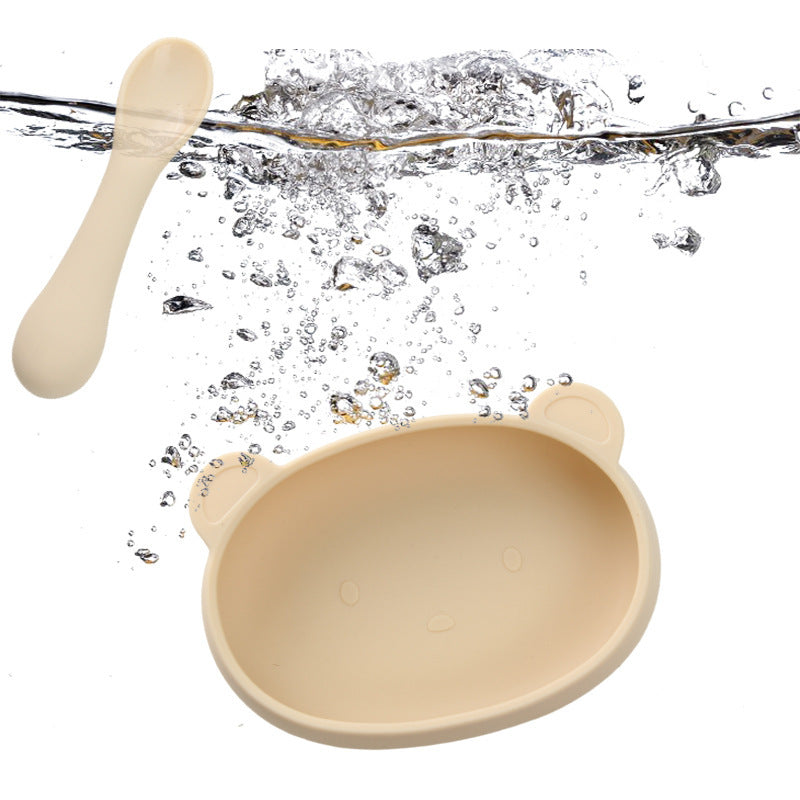 フタ付きのベビー用ボウルとスプーン
