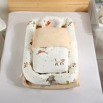 コットン 折りたたみベビーネスト｜取り外し洗える 55×95cm 2・3点セット