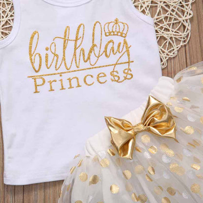 きらめきドットスカートで特別感が増す 女の子ノースリーブベスト＆スカートセット ロゴプリント コットン 80~120cm