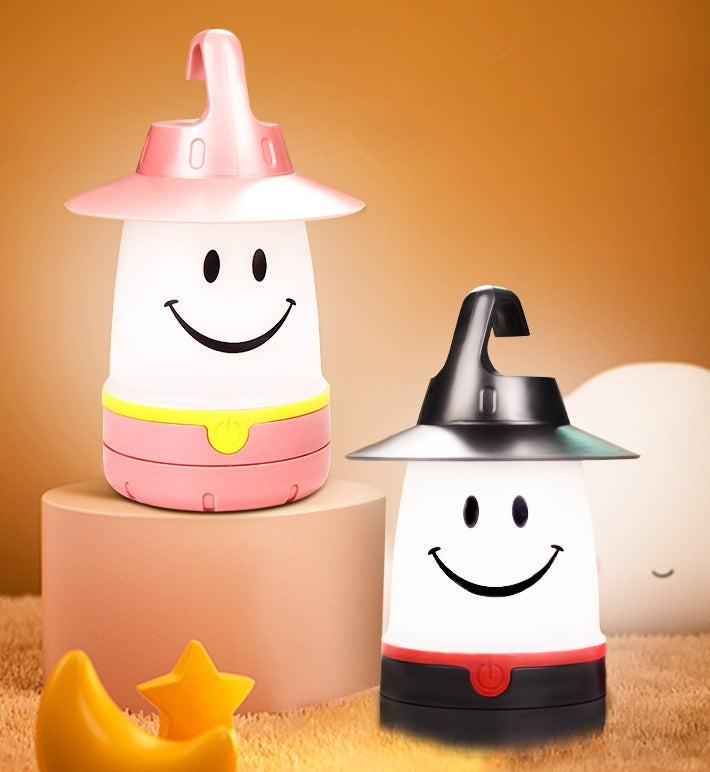 スマイルLEDランタン 2台セット風 イメージ 置き型ライト 室内遊び
