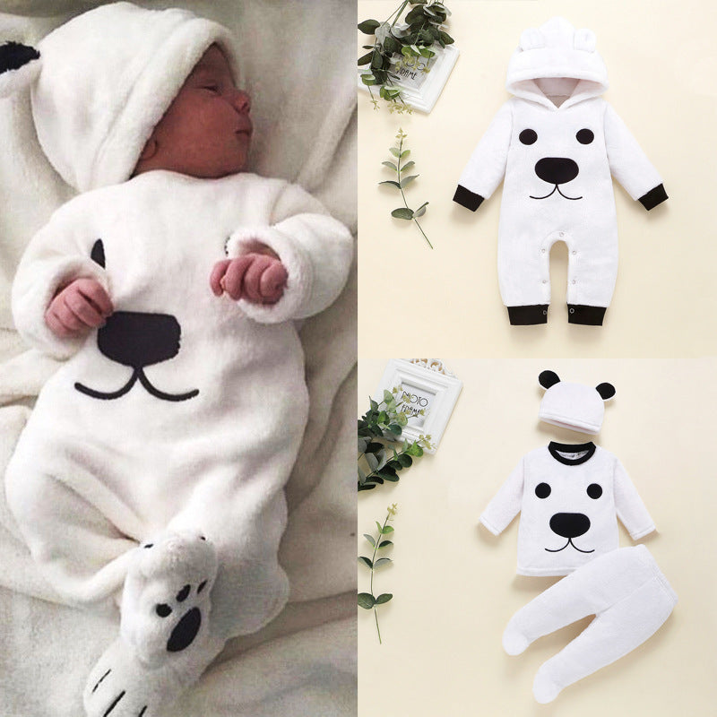 フランネル動物風ベビーロンパース ふんわり長袖 フード付き 防寒やさしい肌触り | Flannel Animal Baby Romper Soft Warm Hooded Jumpsuit Lumisei Prime