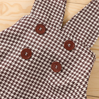 きちんと可愛いが叶う 女の子ハイネックプルオーバー×千鳥格子ジャンパースカート スカートセット コットン 90〜130cm