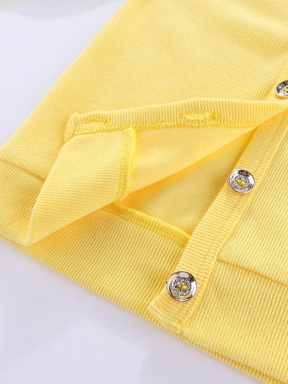 イエローのベビーコットンカーディガン
