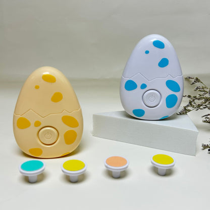 キッズ電動爪やすり イエロー パッケージ画像 研磨ヘッド表示付き（赤ちゃん爪ケア）
