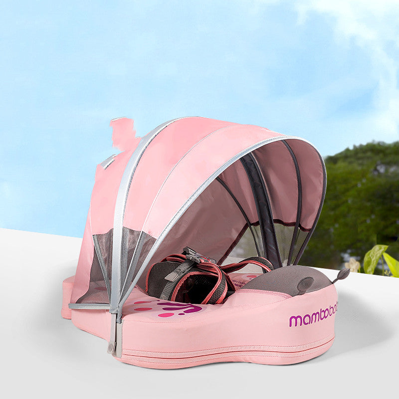 サンシェード付き ノンインフレータブル幼児フロート 2〜4歳 胸囲58cm以下 防水IPX8 外層レザー×フォーム内装 脇下サポート 浮き輪