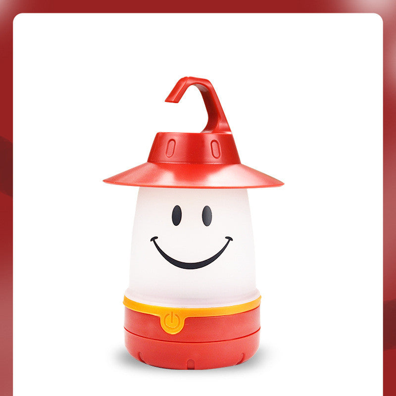 スマイルLEDランタン レッド 単体 取っ手付き 置き型ライト
