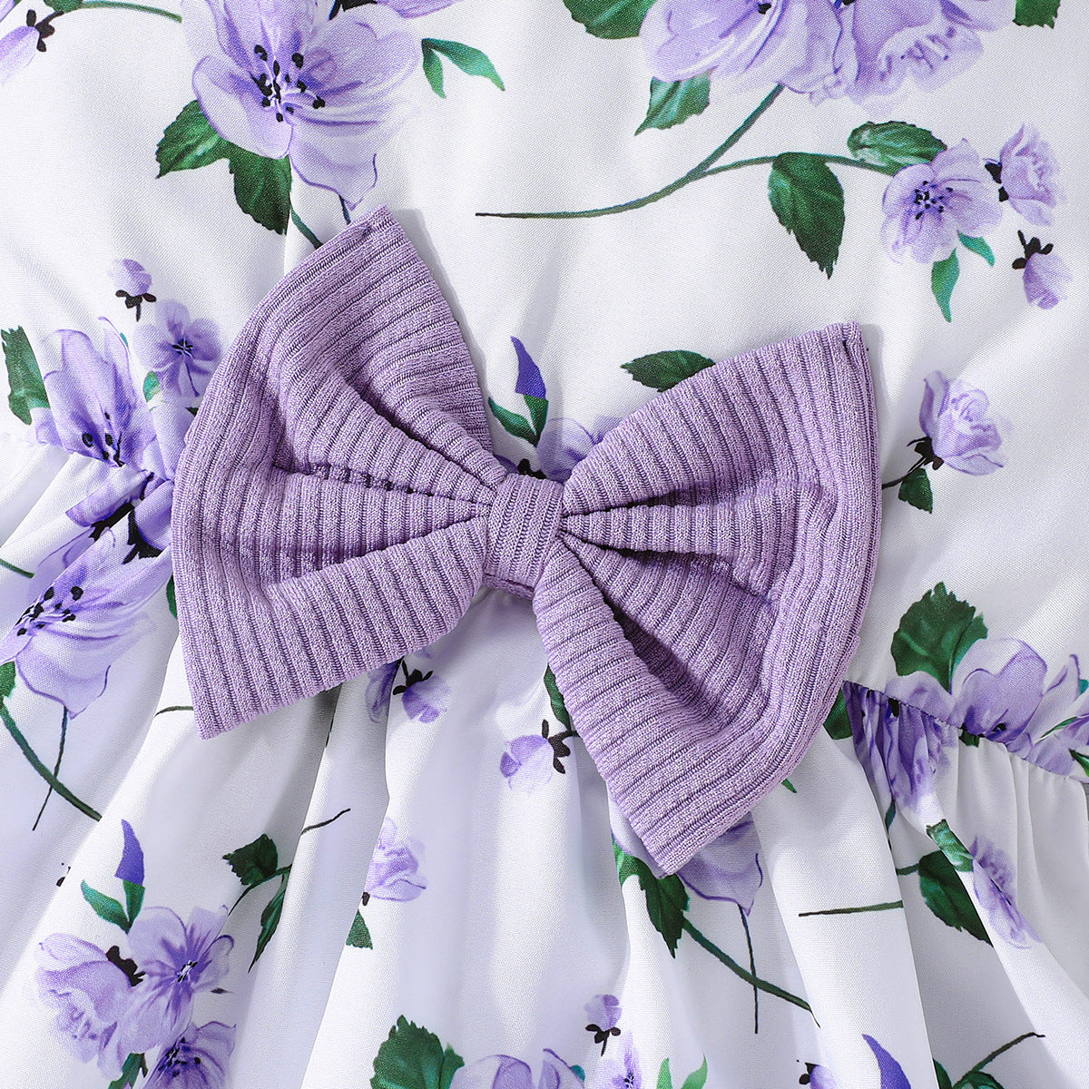 ふんわり花柄で可憐にまとまる 女の子ノースリーブAラインワンピース＆フリルカーディガンセット ポリエステル素材 2〜8歳