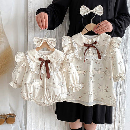 韓国風デザインのベビーレースボディースーツ 全体
