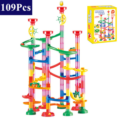 109ピース教育玩具 マーブルボールのスムーズな走行イメージ
