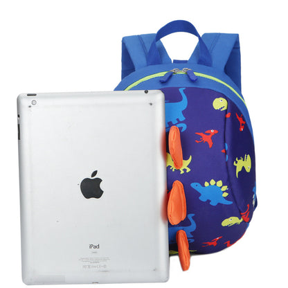 迷子防止リュック 幼児向け 恐竜プリントのオックスフォードキッズリュック 約20×12×26cm ロープバックル付き 通気・耐摩耗・衝撃吸収 5色