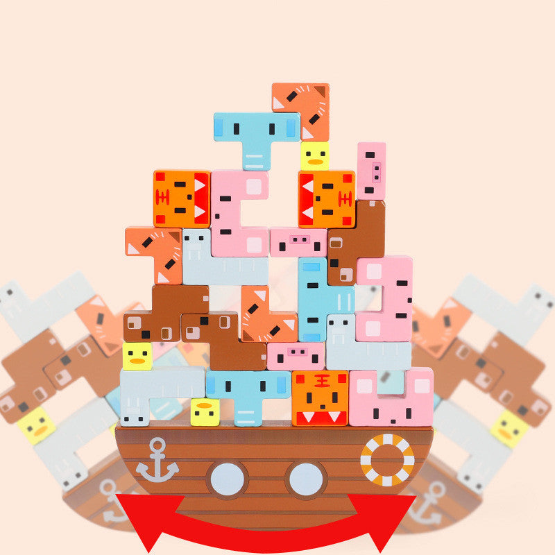 左右に揺れるボートベースでバランスを取る遊び方イメージ（動きの説明）
