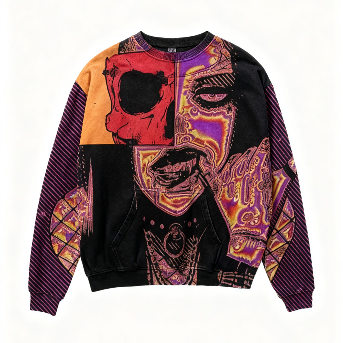 アートフェイスプリントが映える 個性派スウェット XS〜XL