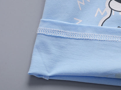 さらっと涼しく毎日が快適にきまる 子どもノースリーブ上下セット ミルクボトルカートゥーンプリント コットン薄手 ショートパンツ 80~110cm