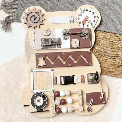 木製ビジーボードのディテールとパーツ
