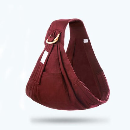ボルドーカラーの無地リングスリングの全体がわかる商品写真（シンプル 抱っこ紐 リングスリング）
