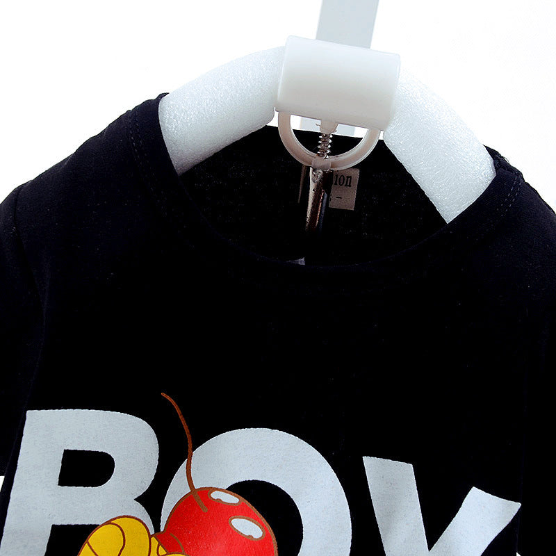 元気に動ける夏コーデが完成する 男の子半袖セットアップ BOYロゴプリント 80~110cm