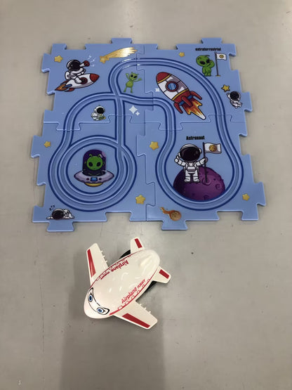 電動パズルレールカー 論理ルートDIYトロリー 恐竜・森・宇宙・海の4テーマ知育パズルトラック 3歳頃から Lumisei Prime