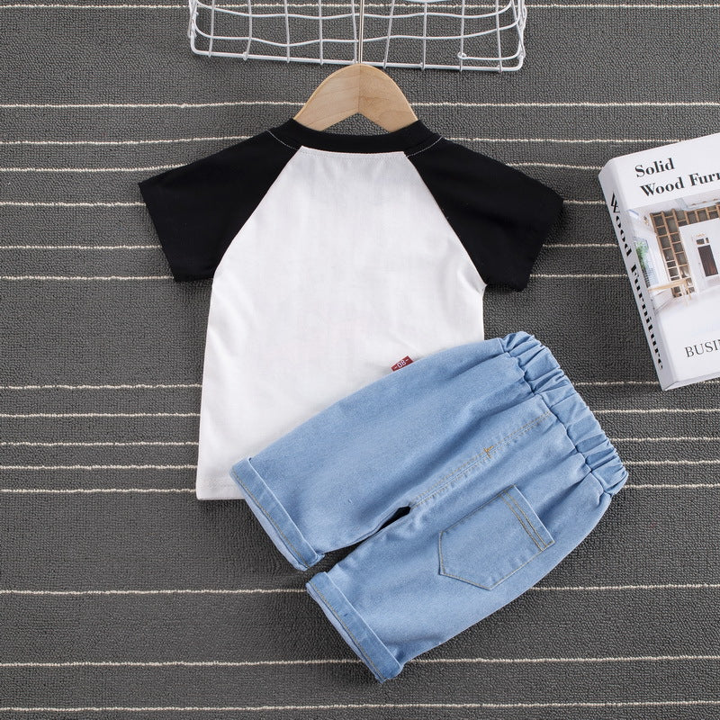 元気に遊べて夏コーデが完成する 男の子半袖ラグランTシャツ＆ショートパンツ上下セット はたらく車カートゥーンプリント コットン 80~110cm