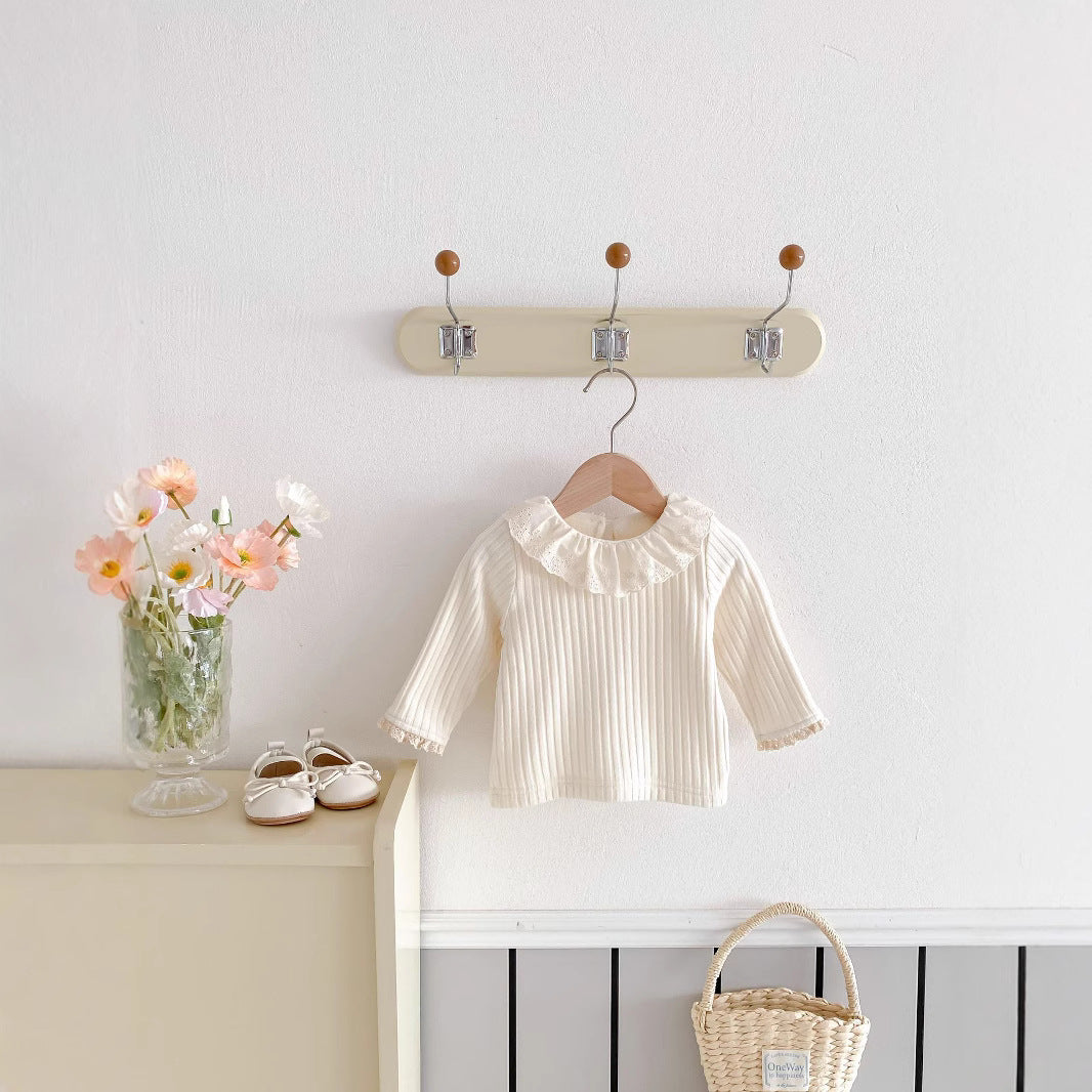 冬コーデにおすすめの女の子用コットン長袖トップス ナチュラルカラー
