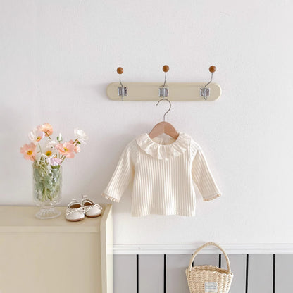 冬コーデにおすすめの女の子用コットン長袖トップス ナチュラルカラー
