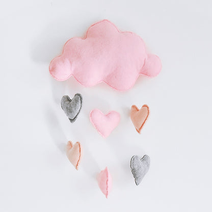 フェルト雲ガーランド ピンク雲×ハートモチーフ テントデコ
