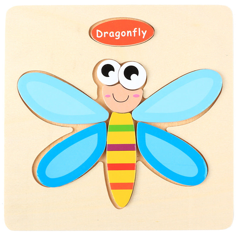 木製パズル「とんぼ」。シンプルで組み立てやすいピースが、幼児の指先トレーニング・図形認識に最適。
