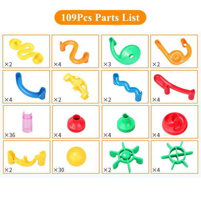 カラフルABSマーブルラン 立体パズルタワー 教育用組み立ておもちゃ 正面画像
