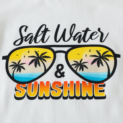 夏のリゾート気分が高まる 男の子半袖Tシャツ＆ヤシ柄ショートパンツ 上下2点セット レタープリント ポリエステル 90~130cm