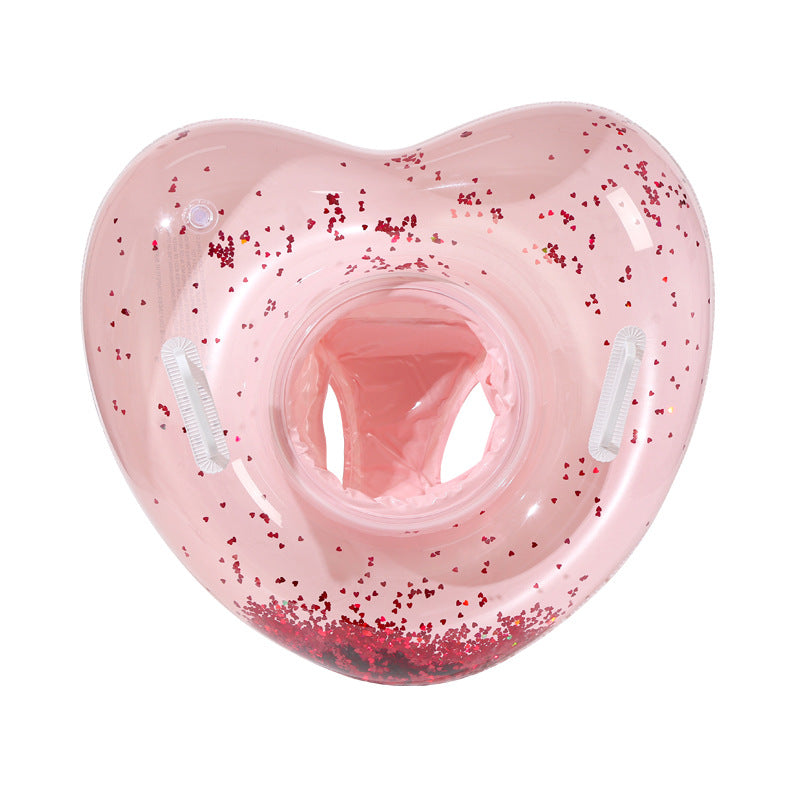 ハート型キッズ浮き輪 持ち手付き PVC素材 ピンク系デザイン4種 パンツポケット付きも選べる スイミングリング