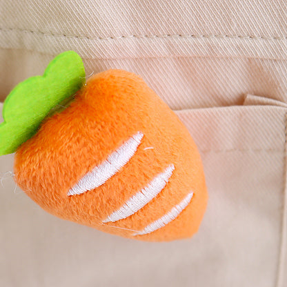 元気にかわいく夏コーデ完成 子どもサロペット＆半袖シャツ上下セット にんじんワッペン ベジタブルプリント コットン 80~110cm