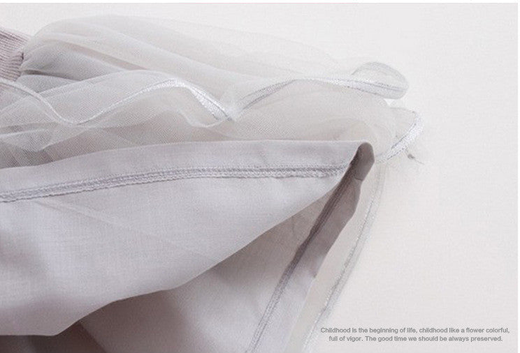 おめかし気分が高まる 女の子半袖Tシャツ＆ふんわりスカートセット ねこカートゥーン立体フラワー コットン混 90~130cm