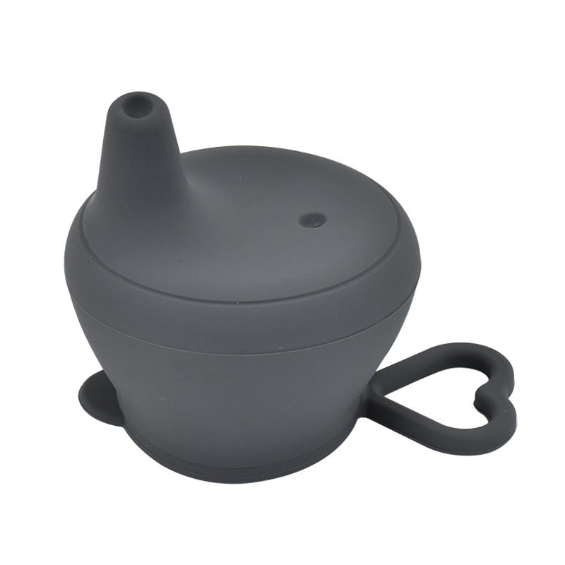 ダークグレー色 ベビー用シリコンカップフタ単体（スプラッシュガード・こぼれ防止）
