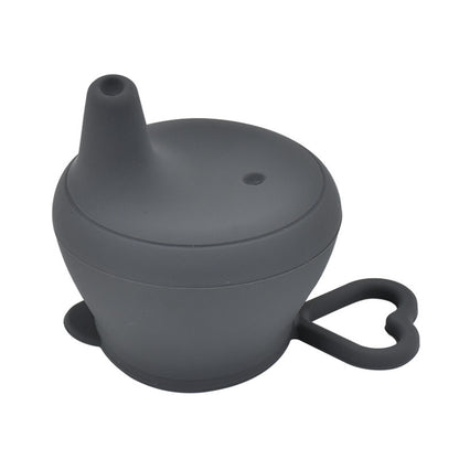 ダークグレー色 ベビー用シリコンカップフタ単体（スプラッシュガード・こぼれ防止）
