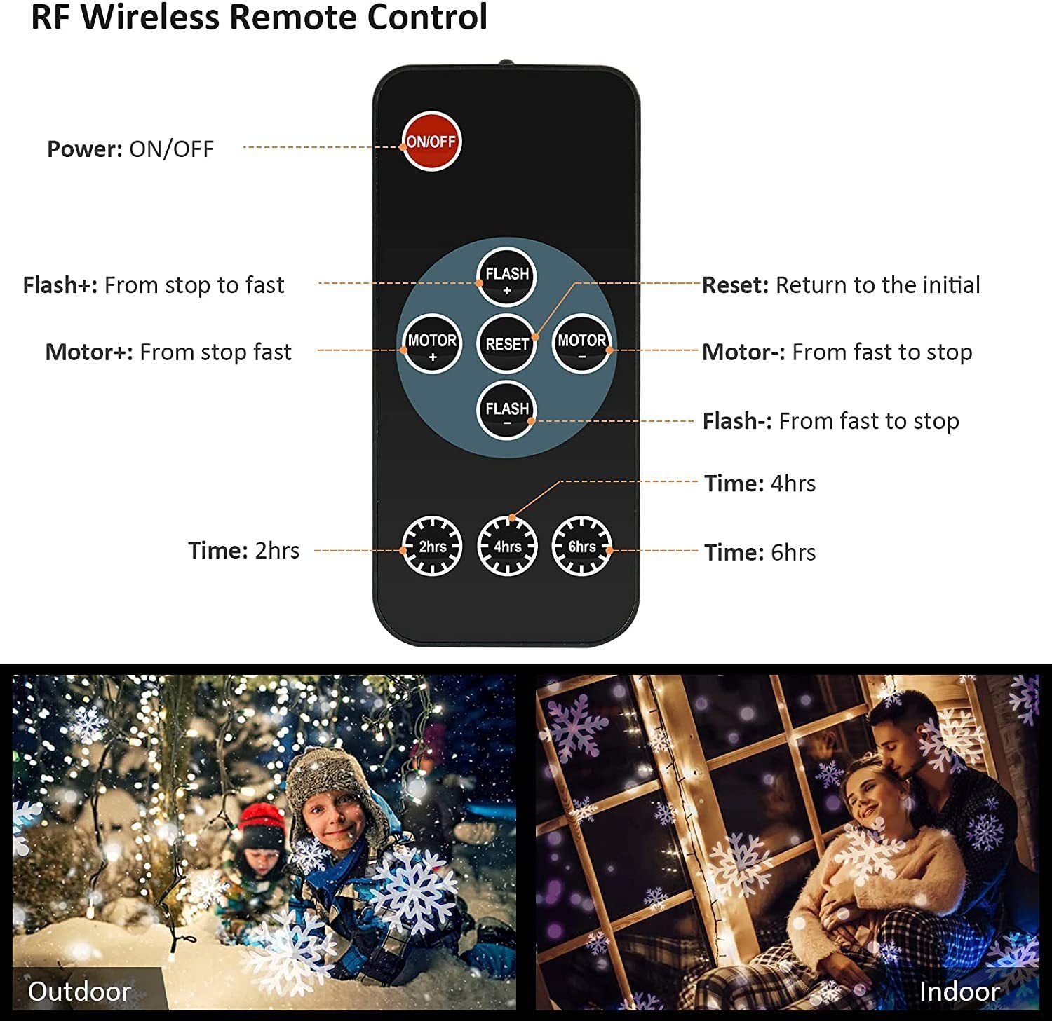 リモコン付きスノーフレークライトのセット内容
