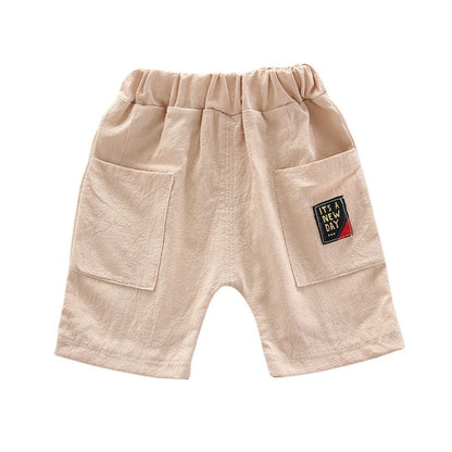 さらっと涼しく夏コーデが完成する 子どもボタニカルリーフ柄シャツ＆ショートパンツセット 韓国風デザイン コットン 80~110cm