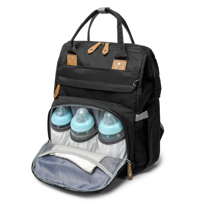 おむつバッグとして使える｜折りたたみベビーベッド一体型マザーズリュック 防水オックスフォード 41×29×19cm