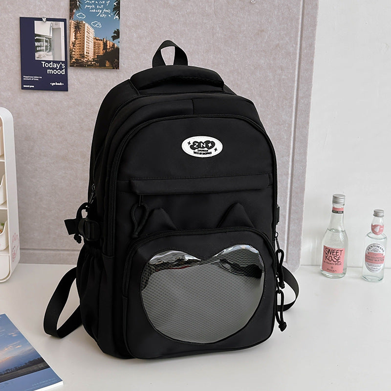 小学生向け 大容量ナイロン通学リュック 29×13×43cm 20L以下・通気メッシュ背面・ハートメッシュポケット 10バリエーション