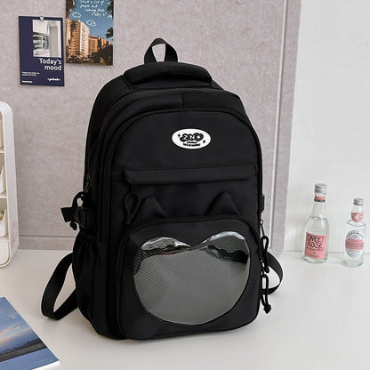 小学生向け 大容量ナイロン通学リュック 29×13×43cm 20L以下・通気メッシュ背面・ハートメッシュポケット 10バリエーション