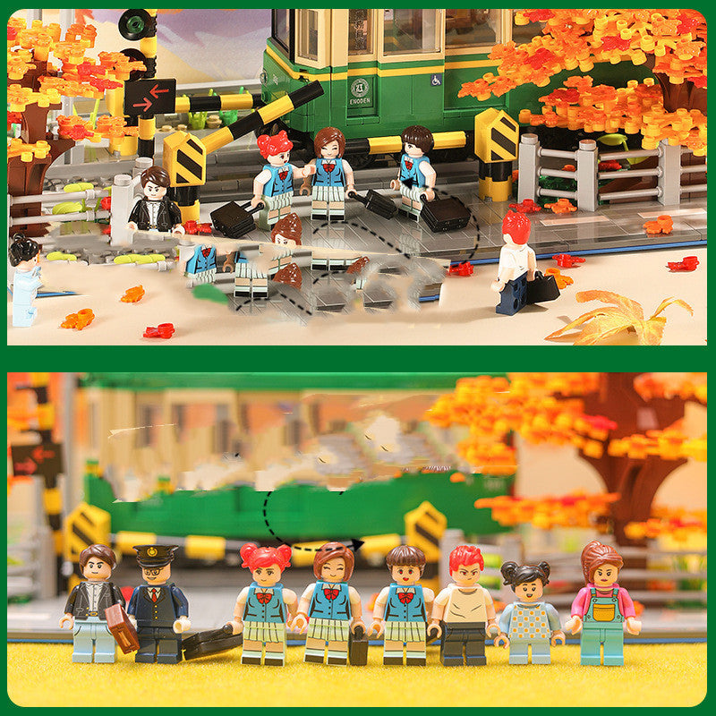 春の桜ブロックを使った風景ディスプレイ
