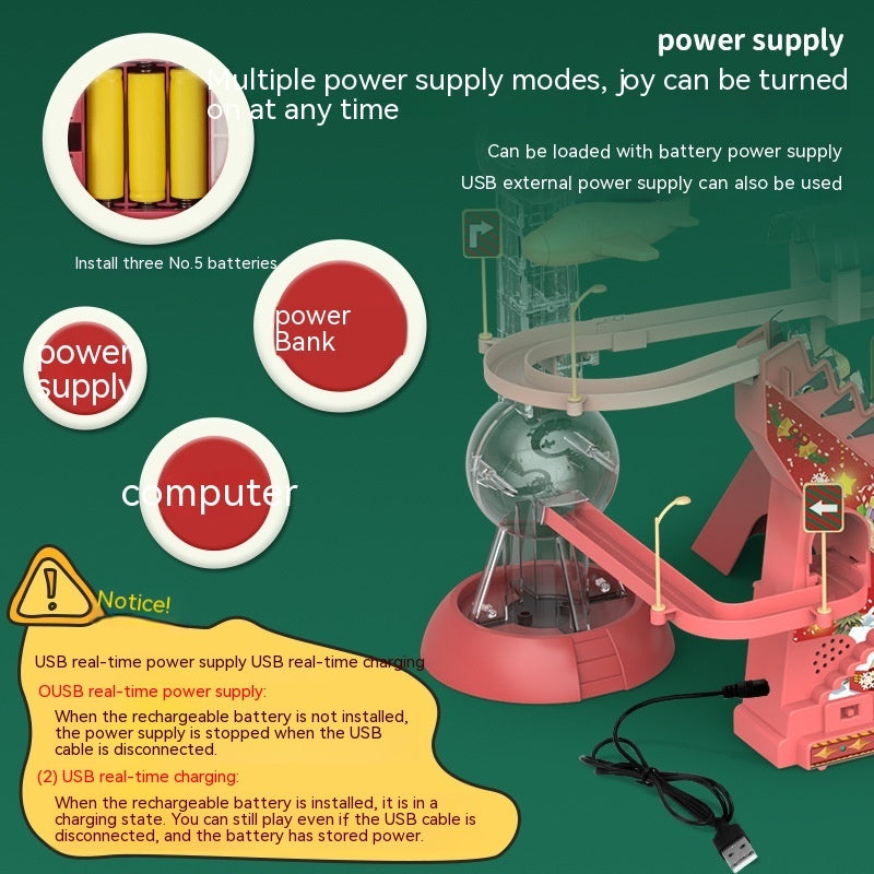 USBケーブルとリモコンが付属したサンタクロース電動おもちゃの内容物
